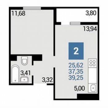 Сдается 2-х комнатная квартира, 40 м²