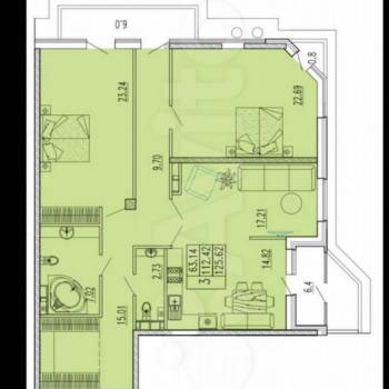 Продается 3-х комнатная квартира, 127 м²