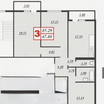 Сдается Многокомнатная квартира, 80,3 м²