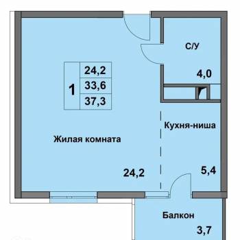 Продается 1-комнатная квартира, 37,7 м²
