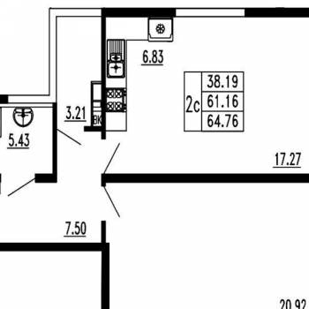 Продается 2-х комнатная квартира, 64 м²