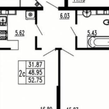 Сдается 2-х комнатная квартира, 52 м²