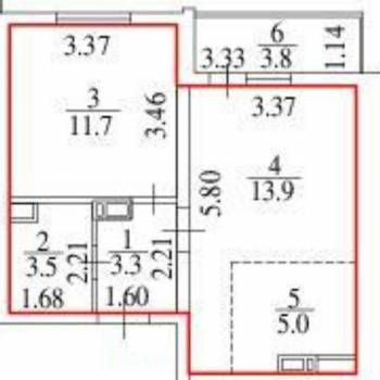 Продается 1-комнатная квартира, 41 м²