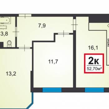 Сдается 2-х комнатная квартира, 53,4 м²