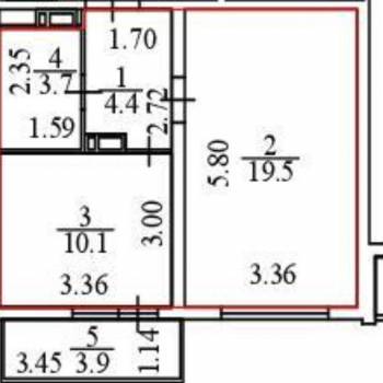 Продается 1-комнатная квартира, 42 м²