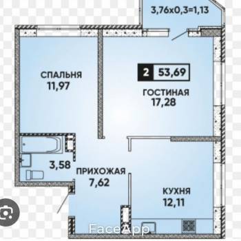 Продается 2-х комнатная квартира, 54 м²