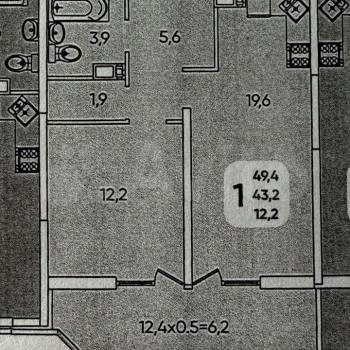 Продается 1-комнатная квартира, 49,4 м²