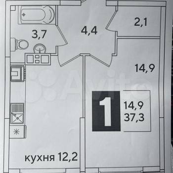 Сдается 2-х комнатная квартира, 37 м²