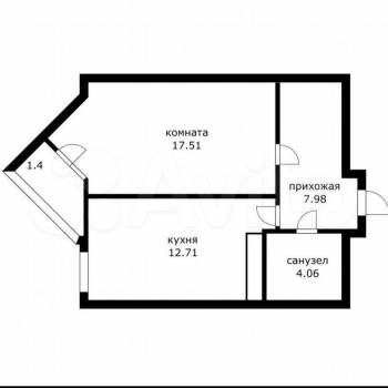 Продается 1-комнатная квартира, 42,2 м²