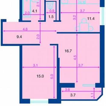 Продается 2-х комнатная квартира, 60 м²