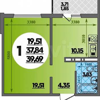 Сдается 1-комнатная квартира, 37,8 м²