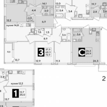 Продается 3-х комнатная квартира, 72,9 м²