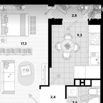 Продается 1-комнатная квартира, 33 м²