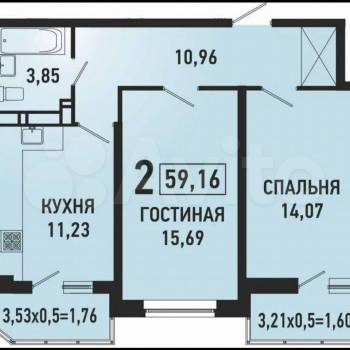 Продается 2-х комнатная квартира, 60 м²