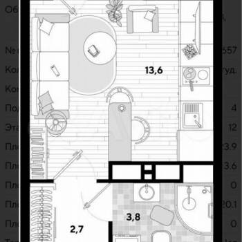 Продается 1-комнатная квартира, 23,9 м²