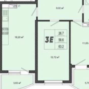 Сдается Многокомнатная квартира, 63,2 м²