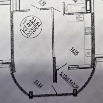 Продается 1-комнатная квартира, 49,6 м²