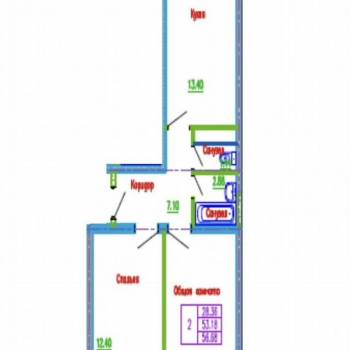 Сдается 2-х комнатная квартира, 52,7 м²