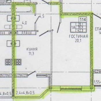 Продается 1-комнатная квартира, 42,3 м²