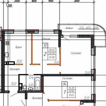 Продается 2-х комнатная квартира, 52,1 м²