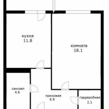 Продается 1-комнатная квартира, 43,5 м²