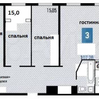Продается 3-х комнатная квартира, 109 м²