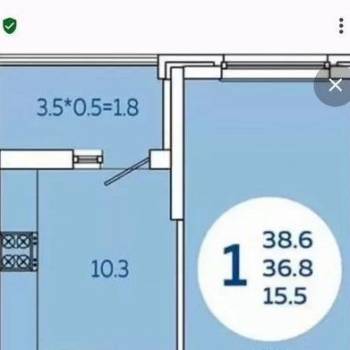 Продается 1-комнатная квартира, 36,8 м²