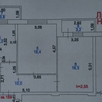 Продается 2-х комнатная квартира, 56,8 м²