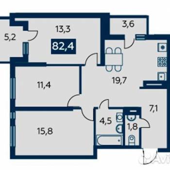 Продается 3-х комнатная квартира, 82,4 м²