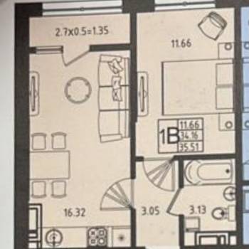Сдается 1-комнатная квартира, 35,5 м²