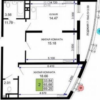 Продается 2-х комнатная квартира, 65,6 м²