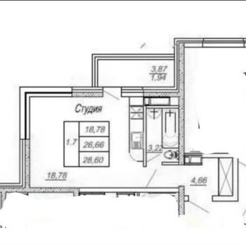 Продается 1-комнатная квартира, 28,6 м²