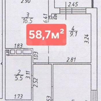 Продается 2-х комнатная квартира, 58,7 м²