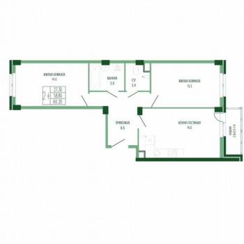 Продается 2-х комнатная квартира, 62 м²