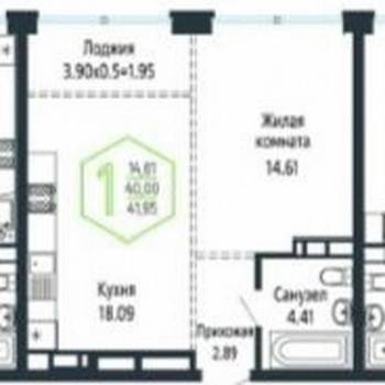Продается 1-комнатная квартира, 42 м²