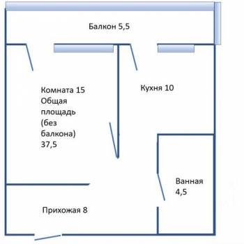 Сдается 1-комнатная квартира, 37,5 м²