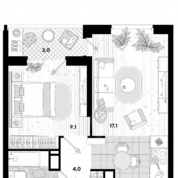 Сдается 1-комнатная квартира, 35 м²