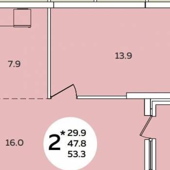 Продается 2-х комнатная квартира, 53,3 м²