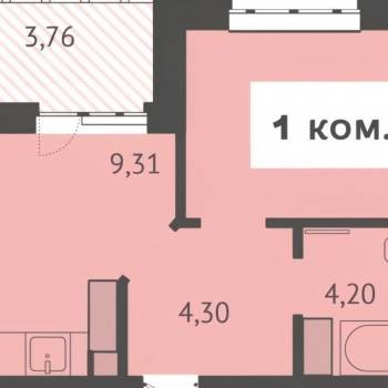 Продается 1-комнатная квартира, 31,4 м²
