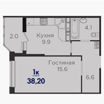 Продается 1-комнатная квартира, 37 м²