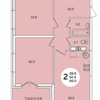 Сдается 2-х комнатная квартира, 66 м²