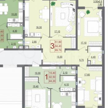 Продается 3-х комнатная квартира, 95,9 м²
