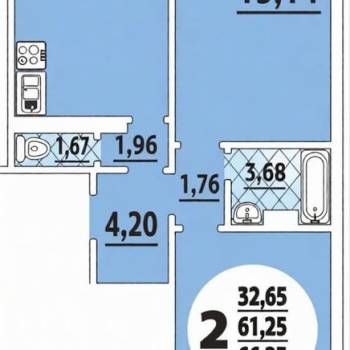 Продается 2-х комнатная квартира, 65 м²