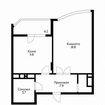 Сдается 1-комнатная квартира, 43,1 м²