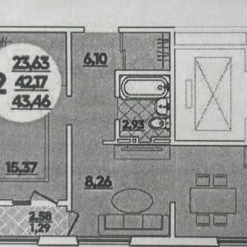 Сдается 2-х комнатная квартира, 43,5 м²