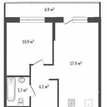 Продается 1-комнатная квартира, 43 м²