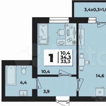 Продается 1-комнатная квартира, 33 м²