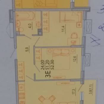 Продается 2-х комнатная квартира, 52,3 м²