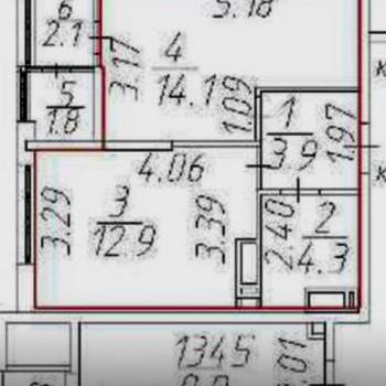 Продается 1-комнатная квартира, 39,1 м²