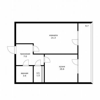 Продается 1-комнатная квартира, 55 м²